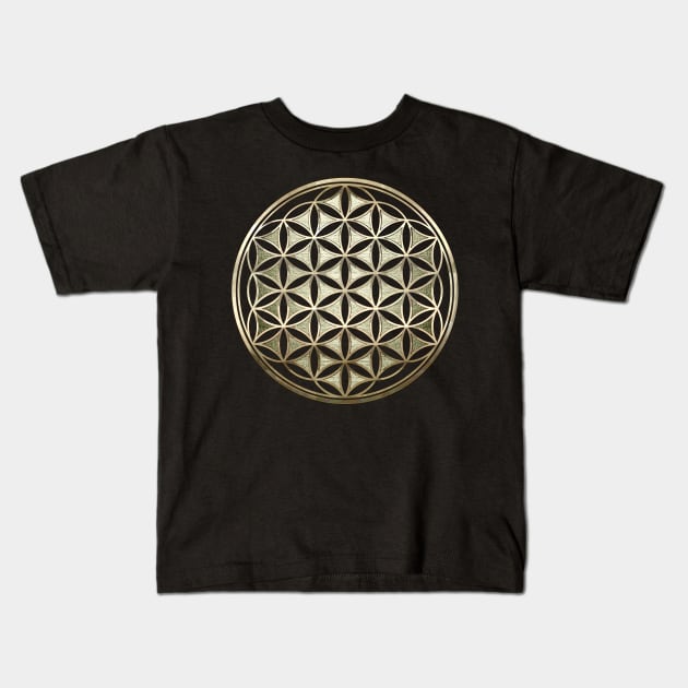 Flower of life metallic embossed Kids T-Shirt by Nartissima